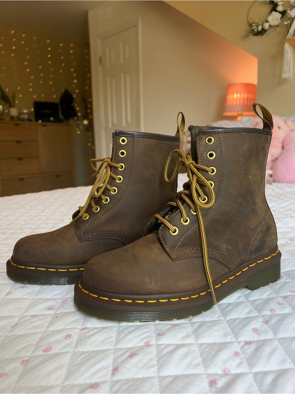 Dr. Martens 1460 Leather Lace Up Boots Crazy Horse Brown Women’s Size 6 - Picture 3 of 8